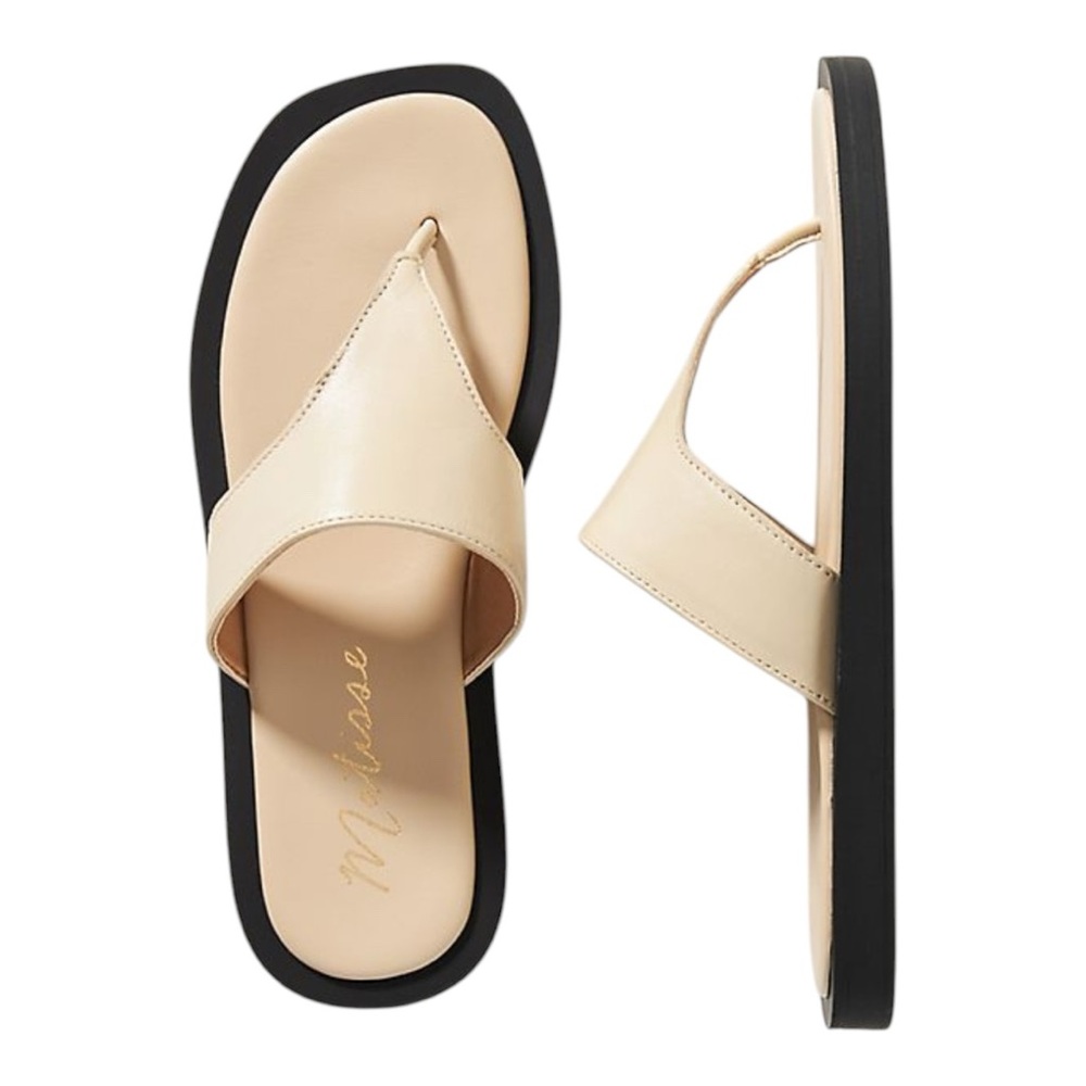 πHPπ Matisse from Anthropologie Ivory Sandals Sleek Thong Style Size 7 - Picture 2 of 8
